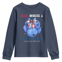 Red White and Blueberries Youth Sweatshirt Charlie Kirk Tribute 1993 2025 Memorial - Wonder Print Shop