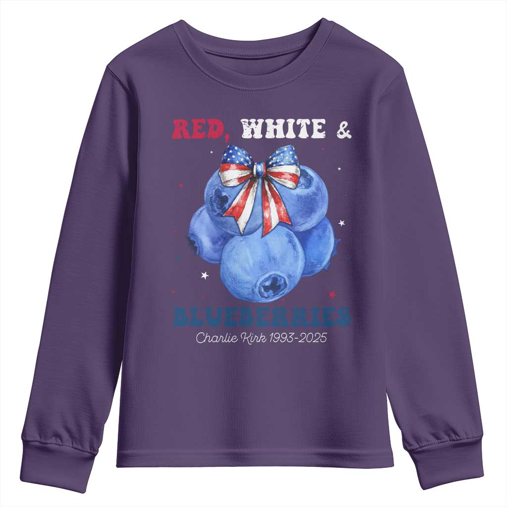 Red White and Blueberries Youth Sweatshirt Charlie Kirk Tribute 1993 2025 Memorial - Wonder Print Shop