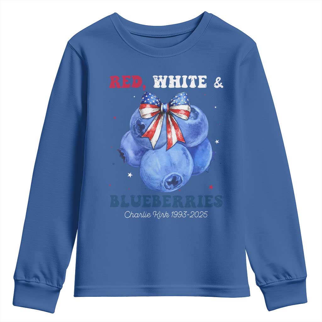 Red White and Blueberries Youth Sweatshirt Charlie Kirk Tribute 1993 2025 Memorial - Wonder Print Shop