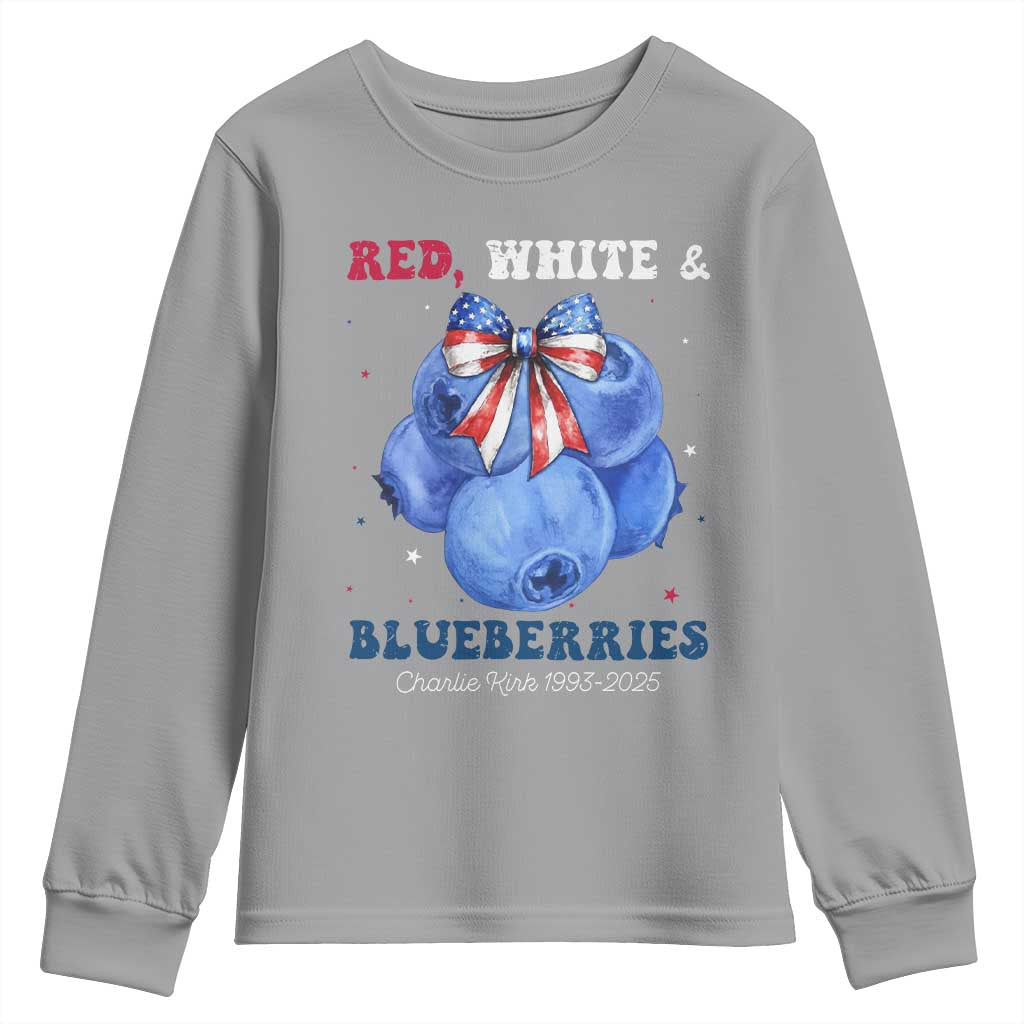 Red White and Blueberries Youth Sweatshirt Charlie Kirk Tribute 1993 2025 Memorial - Wonder Print Shop