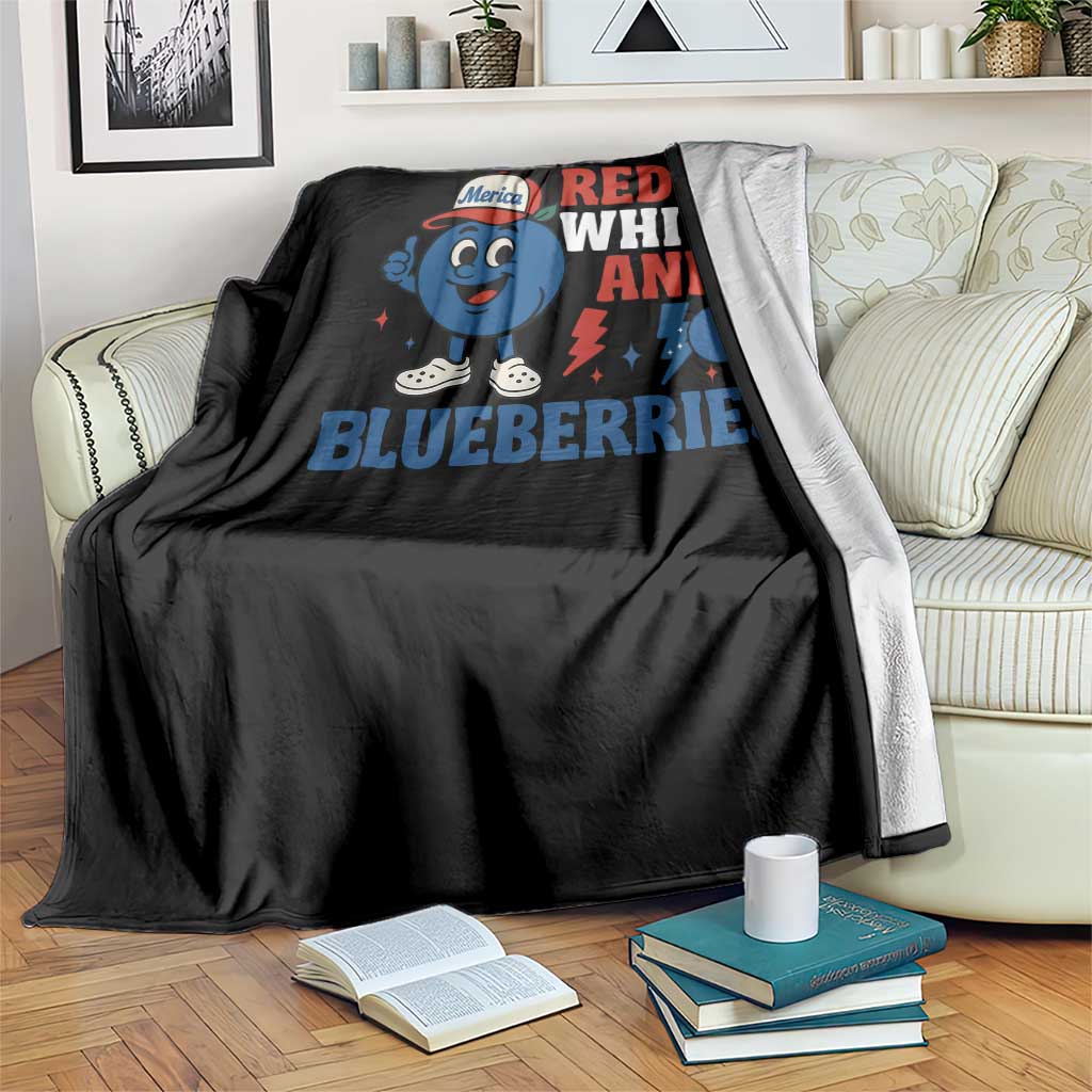 Red White and Blueberries Throw Blanket Patriotic Fruit Cartoon Graphic - Wonder Print Shop