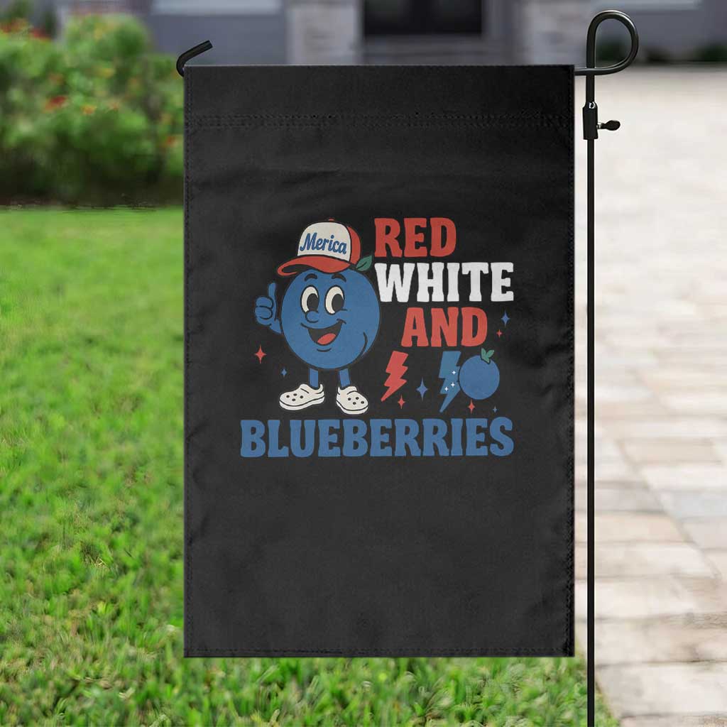 Red White and Blueberries Garden Flag Patriotic Fruit Cartoon Graphic - Wonder Print Shop