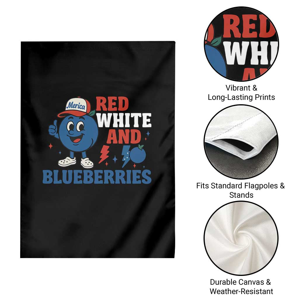 Red White and Blueberries Garden Flag Patriotic Fruit Cartoon Graphic - Wonder Print Shop