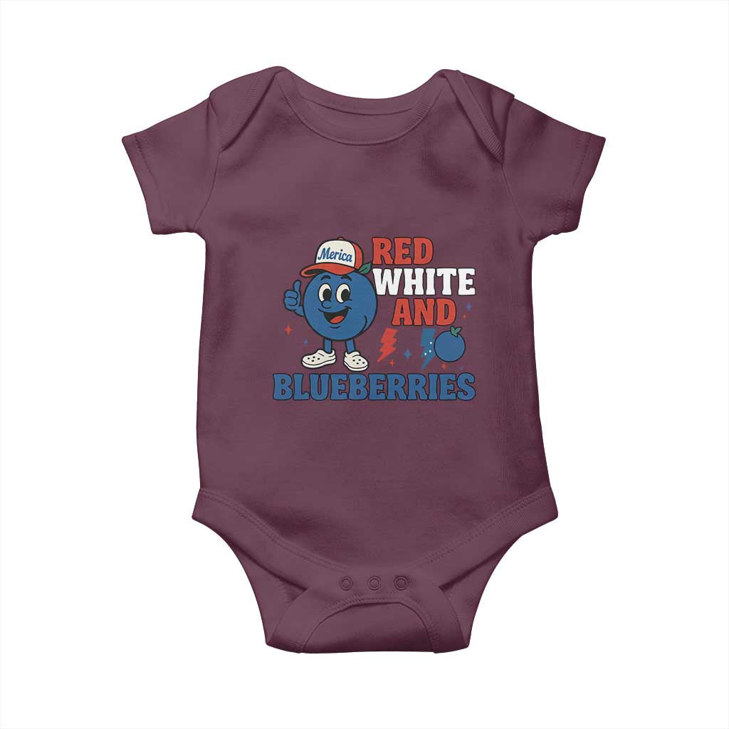 Red White and Blueberries Baby Onesie Patriotic Fruit Cartoon Graphic - Wonder Print Shop
