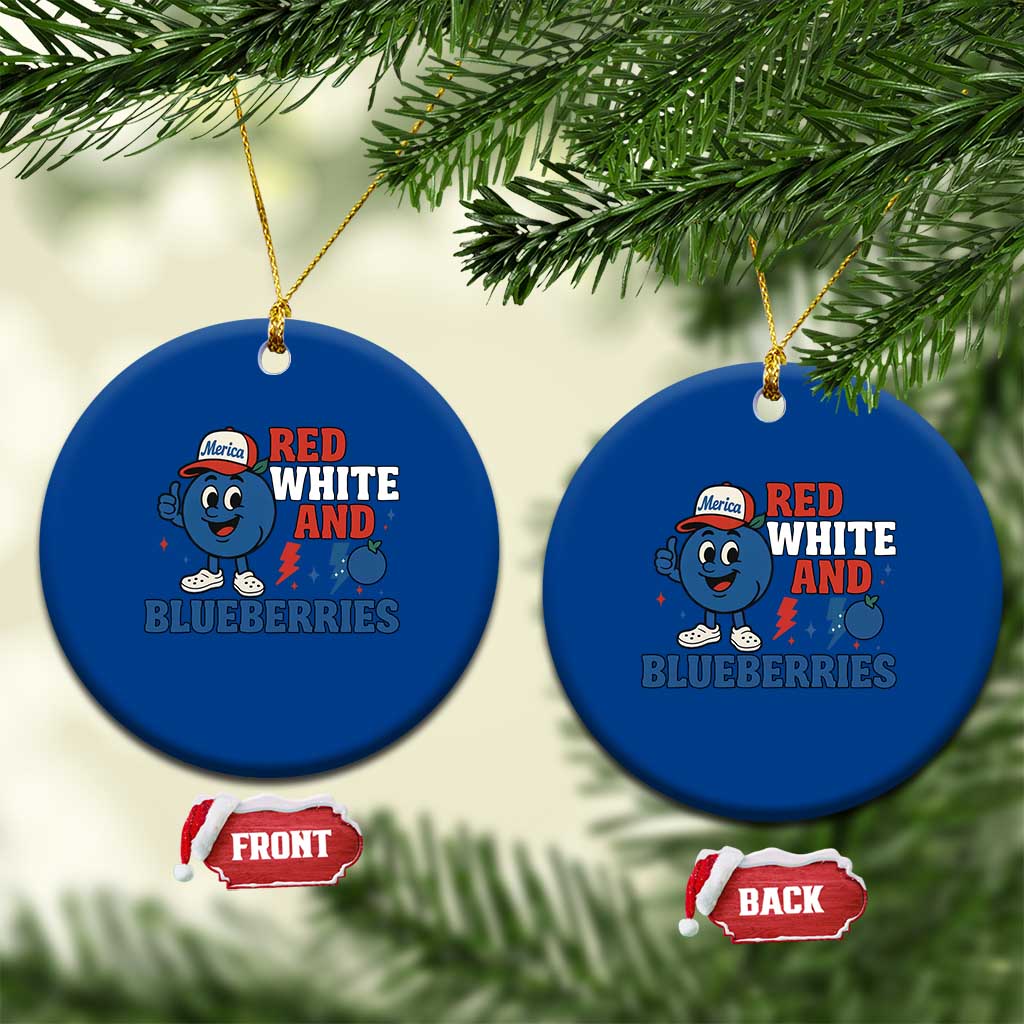 Red White and Blueberries Ceramic Ornament Patriotic Fruit Cartoon Graphic - Wonder Print Shop