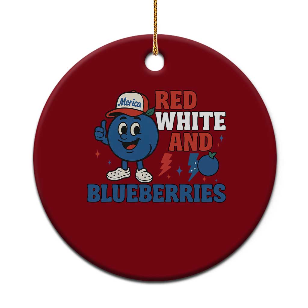 Red White and Blueberries Ceramic Ornament Patriotic Fruit Cartoon Graphic - Wonder Print Shop