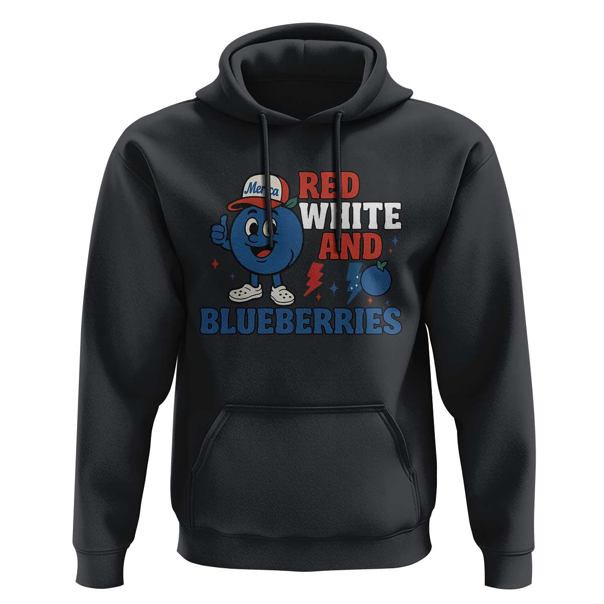 Red White and Blueberries Hoodie Patriotic Fruit Cartoon Graphic - Wonder Print Shop