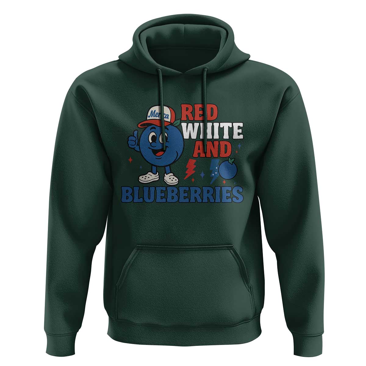 Red White and Blueberries Hoodie Patriotic Fruit Cartoon Graphic - Wonder Print Shop