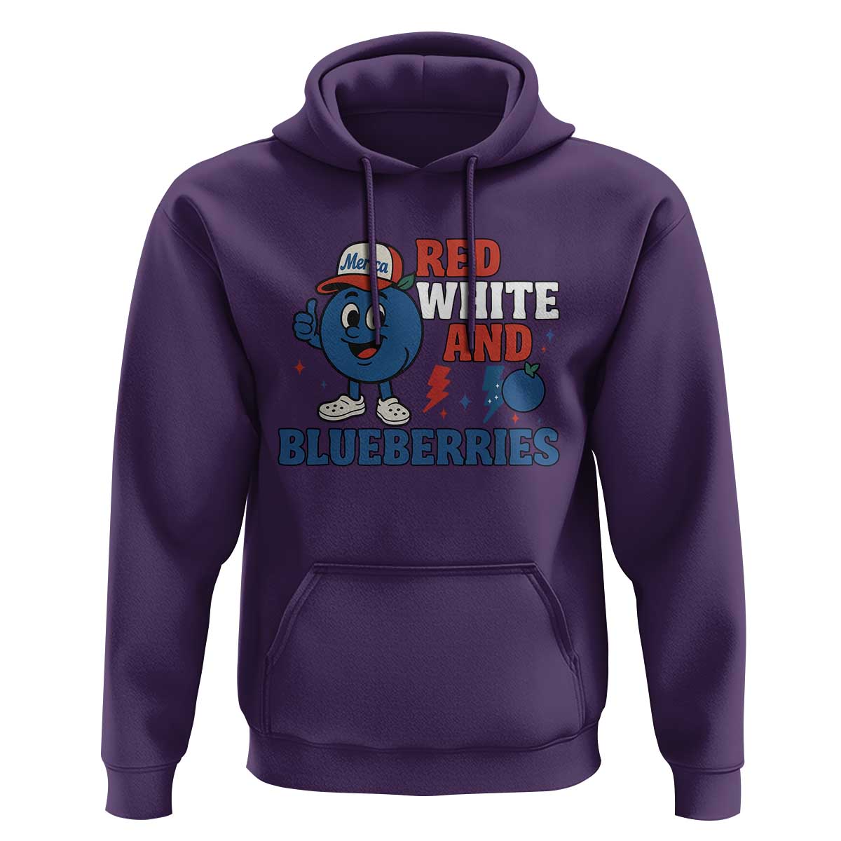 Red White and Blueberries Hoodie Patriotic Fruit Cartoon Graphic - Wonder Print Shop
