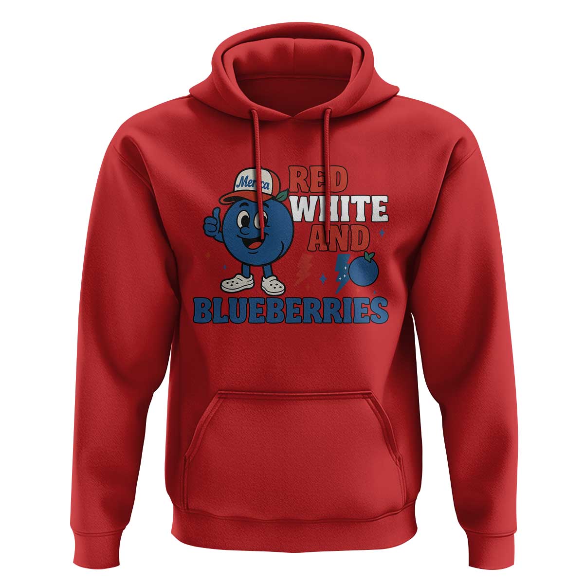 Red White and Blueberries Hoodie Patriotic Fruit Cartoon Graphic - Wonder Print Shop