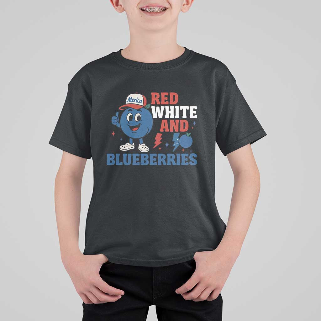 Red White and Blueberries T Shirt For Kid Patriotic Fruit Cartoon Graphic - Wonder Print Shop