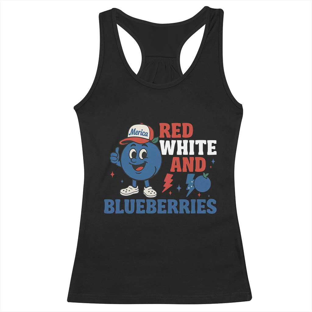 Red White and Blueberries Racerback Tank Top Patriotic Fruit Cartoon Graphic - Wonder Print Shop