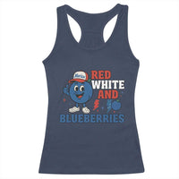 Red White and Blueberries Racerback Tank Top Patriotic Fruit Cartoon Graphic - Wonder Print Shop