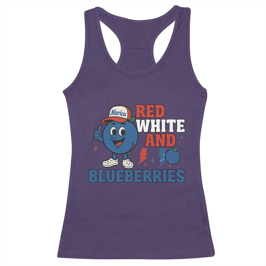Red White and Blueberries Racerback Tank Top Patriotic Fruit Cartoon Graphic - Wonder Print Shop
