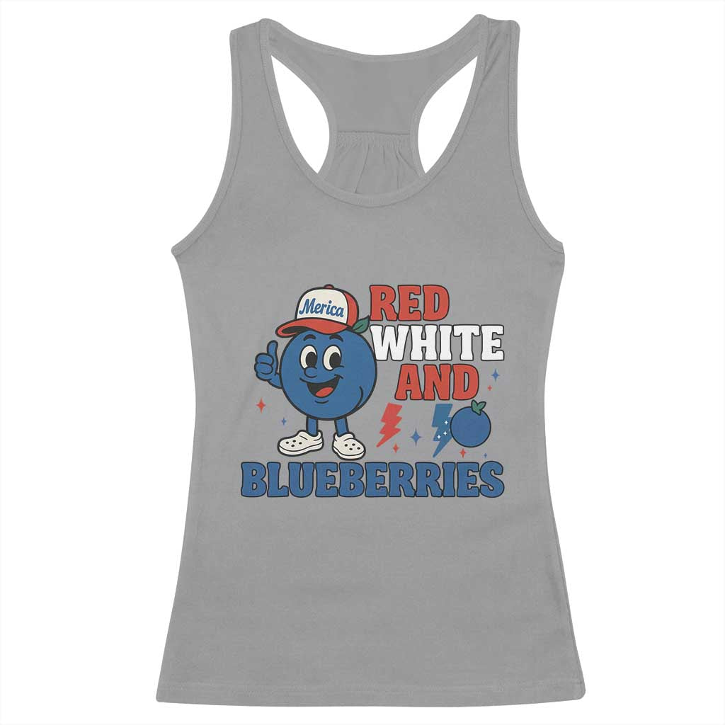 Red White and Blueberries Racerback Tank Top Patriotic Fruit Cartoon Graphic - Wonder Print Shop