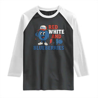 Red White and Blueberries Raglan Shirt Patriotic Fruit Cartoon Graphic - Wonder Print Shop