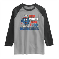 Red White and Blueberries Raglan Shirt Patriotic Fruit Cartoon Graphic - Wonder Print Shop