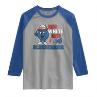 Red White and Blueberries Raglan Shirt Patriotic Fruit Cartoon Graphic - Wonder Print Shop