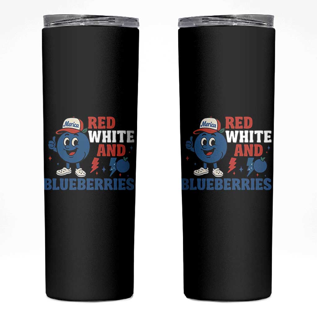 Red White and Blueberries Skinny Tumbler Patriotic Fruit Cartoon Graphic - Wonder Print Shop