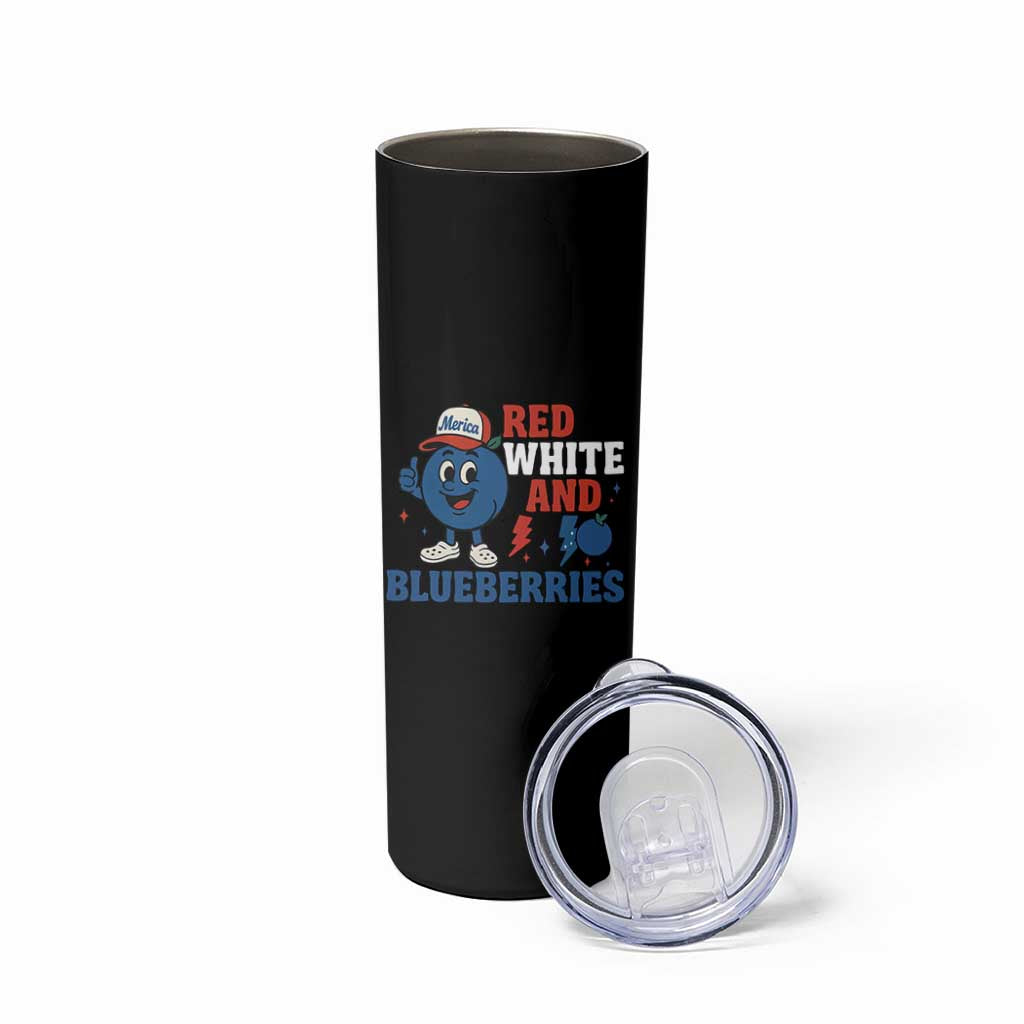 Red White and Blueberries Skinny Tumbler Patriotic Fruit Cartoon Graphic - Wonder Print Shop