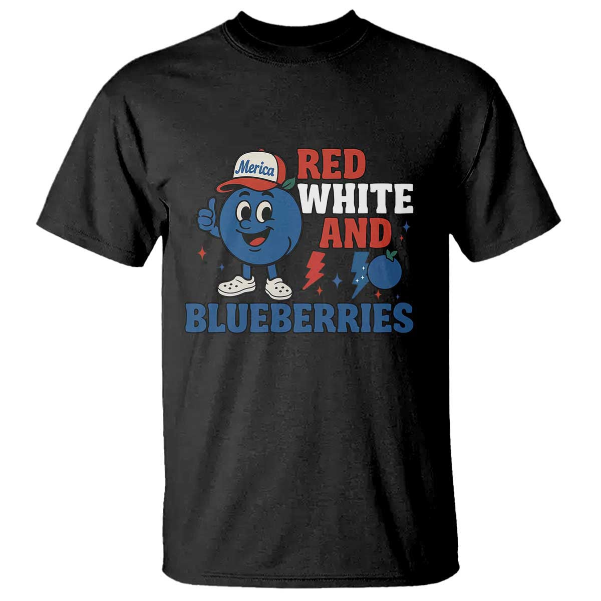 Red White and Blueberries T Shirt Patriotic Fruit Cartoon Graphic - Wonder Print Shop