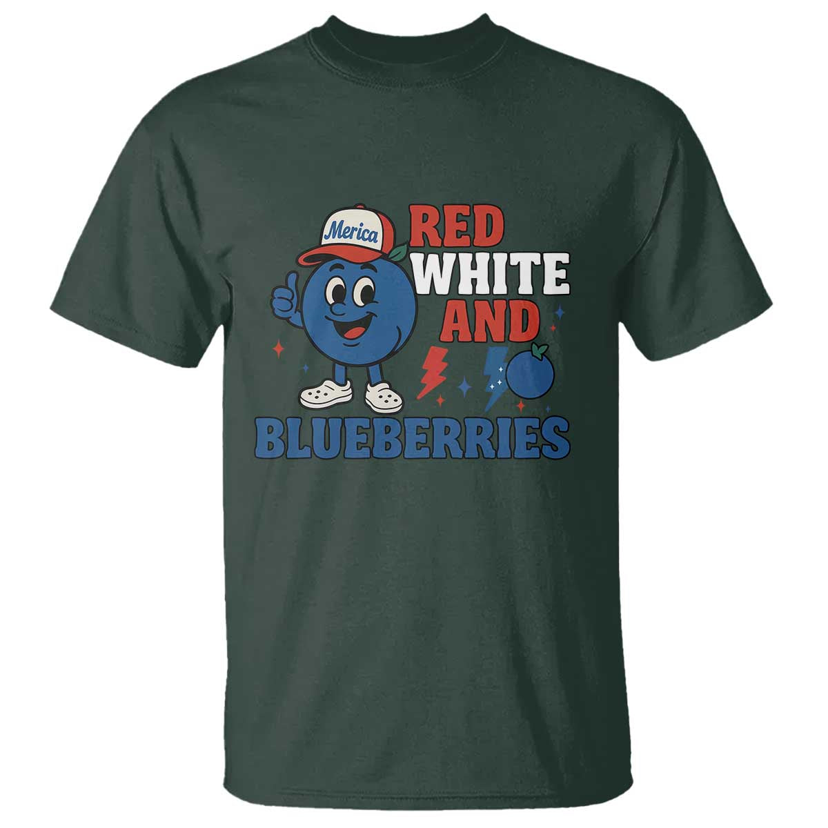 Red White and Blueberries T Shirt Patriotic Fruit Cartoon Graphic - Wonder Print Shop