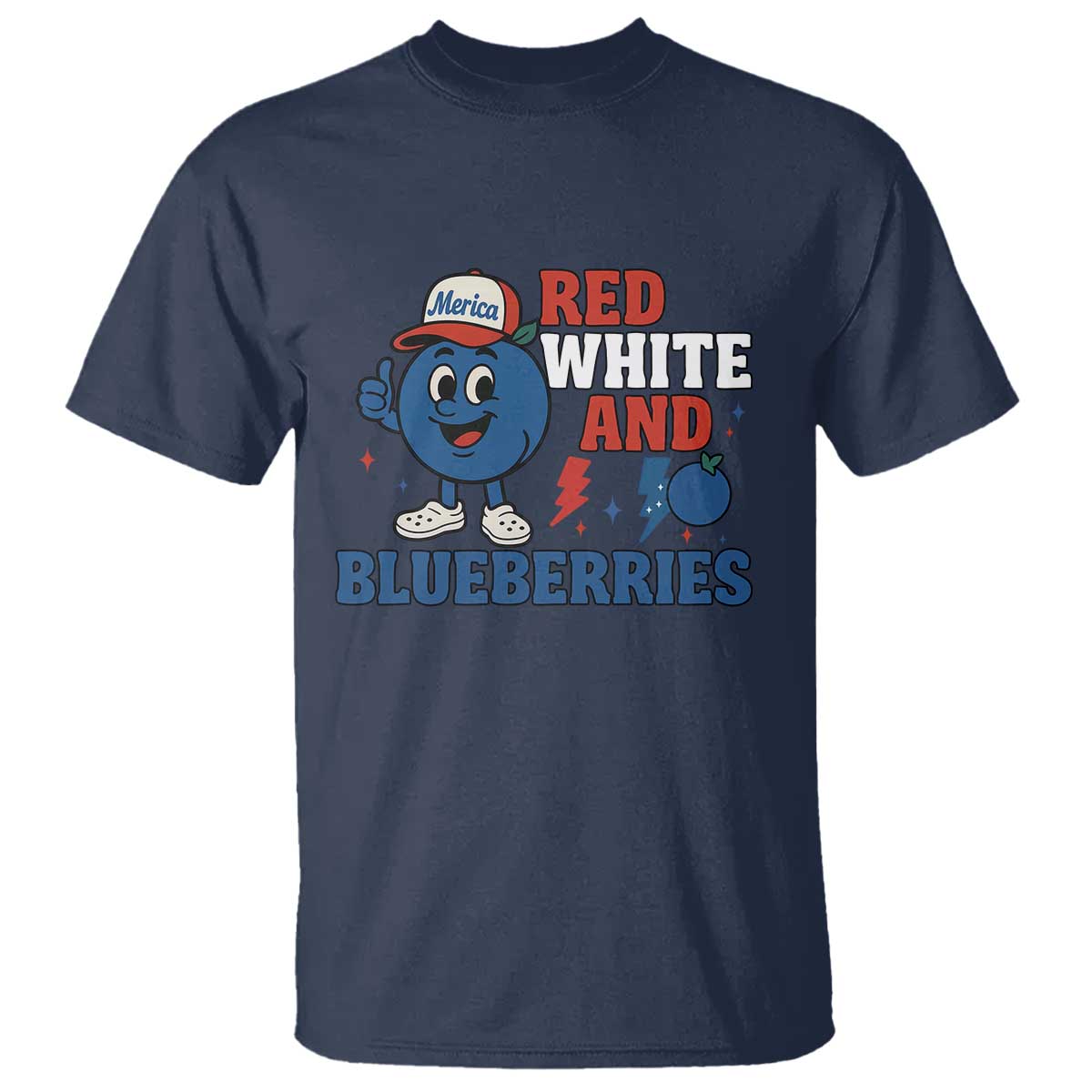 Red White and Blueberries T Shirt Patriotic Fruit Cartoon Graphic - Wonder Print Shop