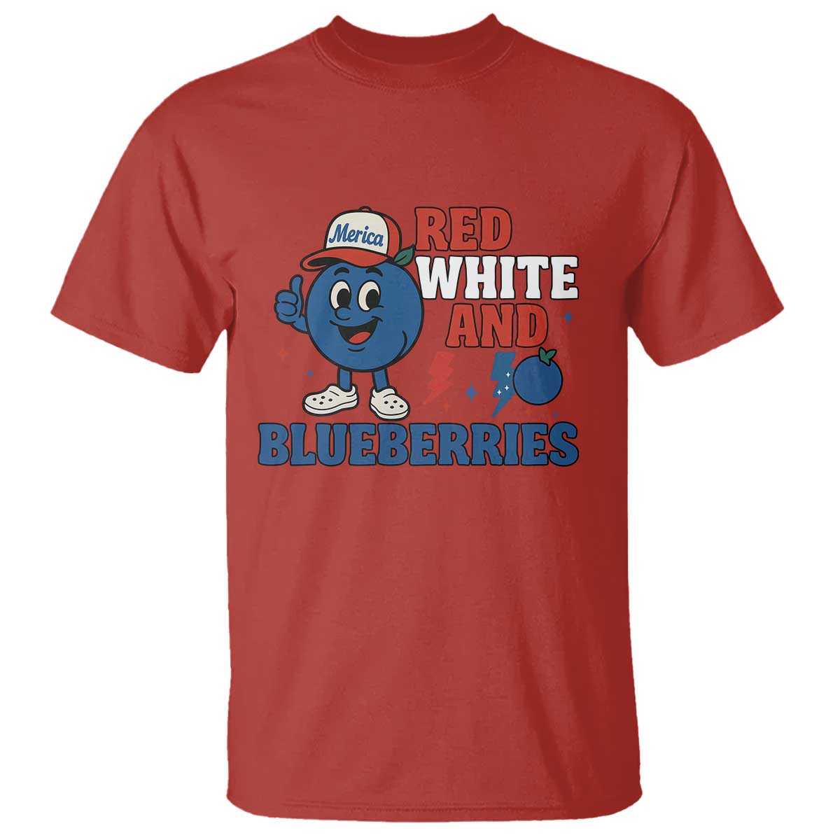 Red White and Blueberries T Shirt Patriotic Fruit Cartoon Graphic - Wonder Print Shop