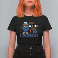 Red White and Blueberries T Shirt For Women Patriotic Fruit Cartoon Graphic - Wonder Print Shop