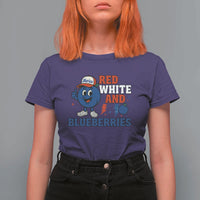 Red White and Blueberries T Shirt For Women Patriotic Fruit Cartoon Graphic - Wonder Print Shop