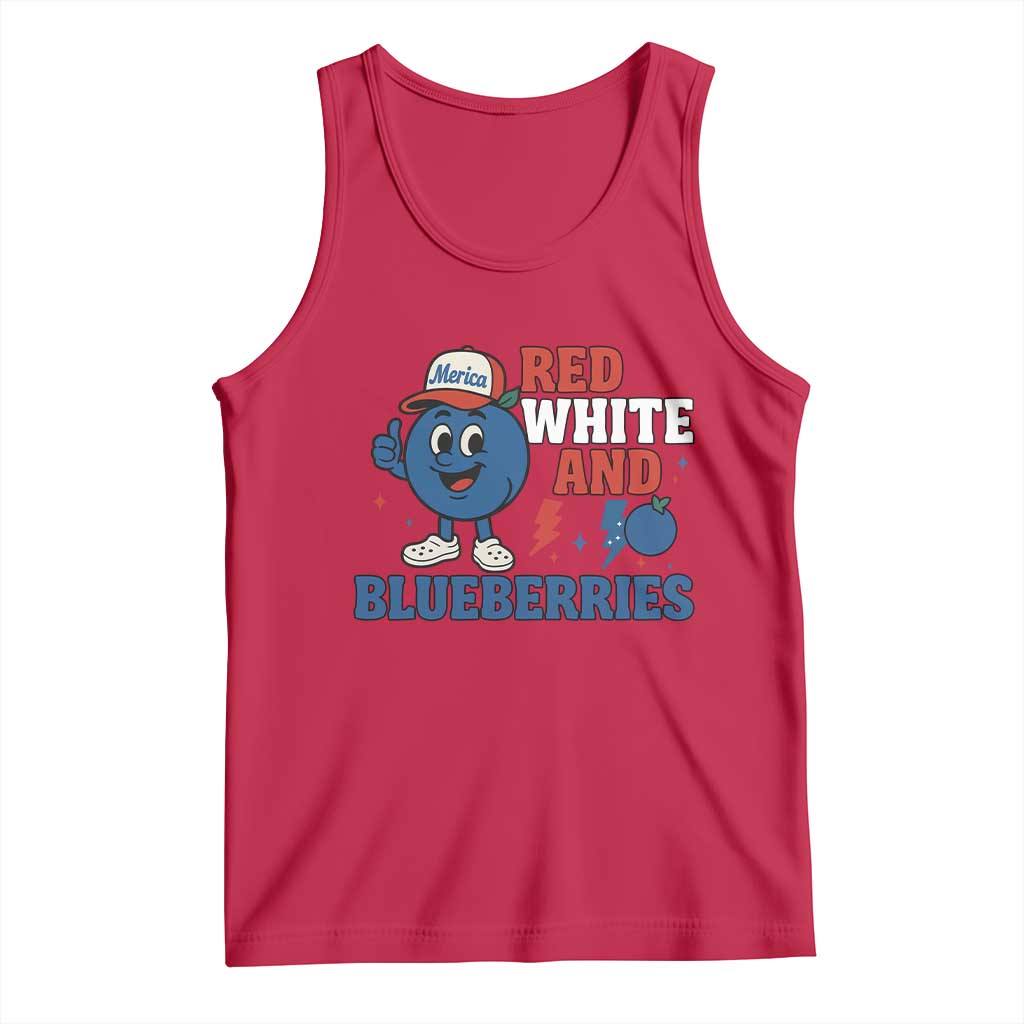 Red White and Blueberries Tank Top Patriotic Fruit Cartoon Graphic - Wonder Print Shop