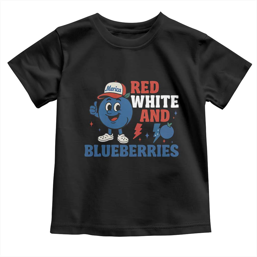 Red White and Blueberries Toddler T Shirt Patriotic Fruit Cartoon Graphic - Wonder Print Shop