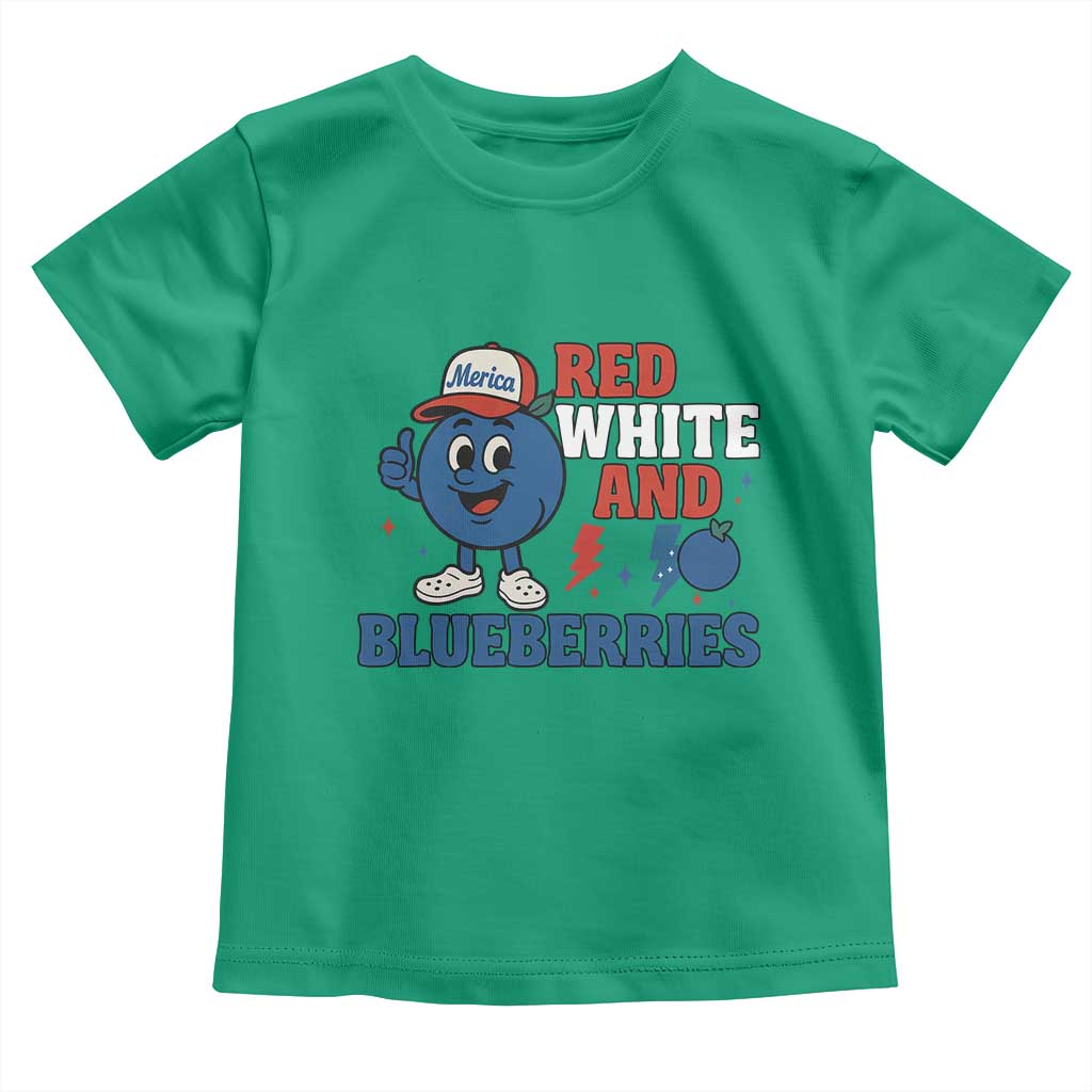 Red White and Blueberries Toddler T Shirt Patriotic Fruit Cartoon Graphic - Wonder Print Shop