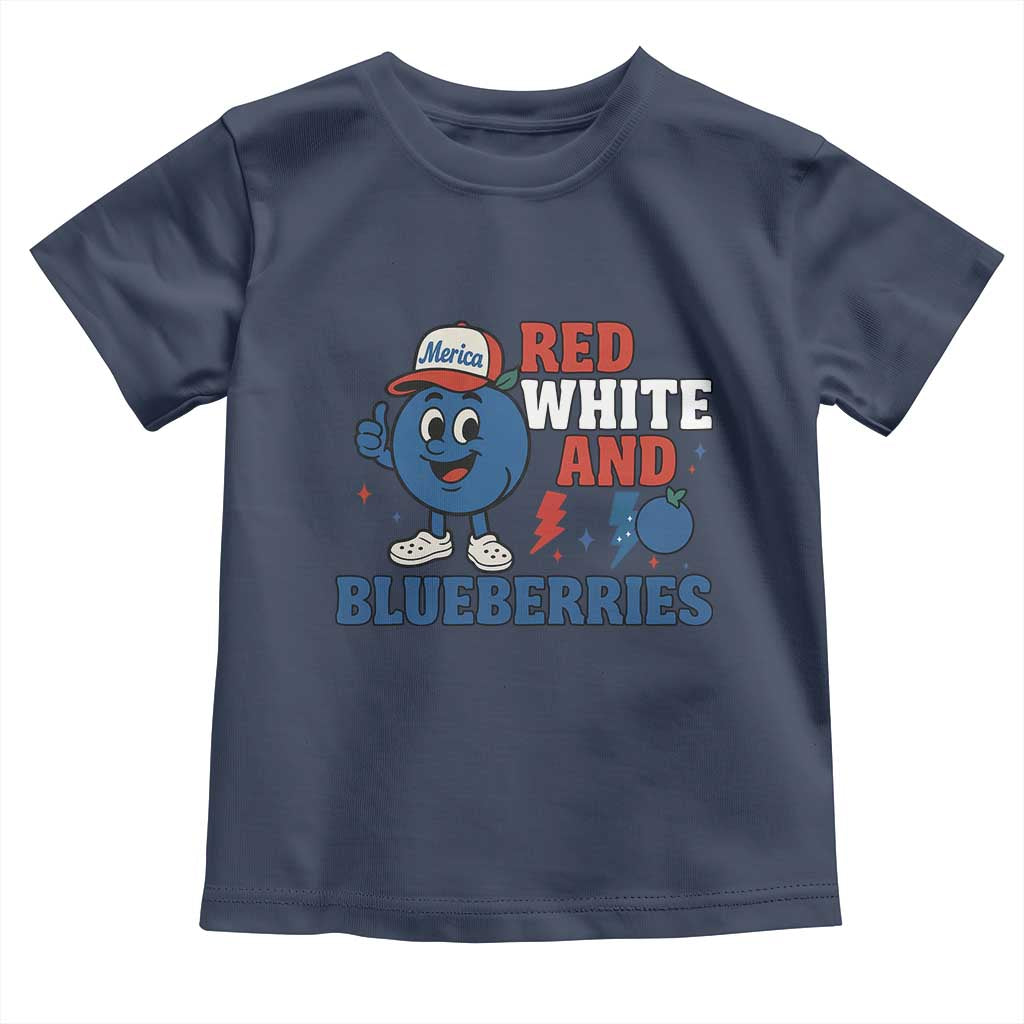 Red White and Blueberries Toddler T Shirt Patriotic Fruit Cartoon Graphic - Wonder Print Shop
