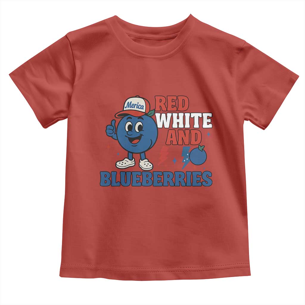 Red White and Blueberries Toddler T Shirt Patriotic Fruit Cartoon Graphic - Wonder Print Shop