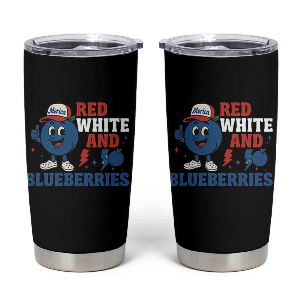 Red White and Blueberries Tumbler Cup Patriotic Fruit Cartoon Graphic - Wonder Print Shop