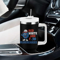 Red White and Blueberries Tumbler With Handle Patriotic Fruit Cartoon Graphic - Wonder Print Shop