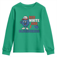 Red White and Blueberries Youth Sweatshirt Patriotic Fruit Cartoon Graphic - Wonder Print Shop