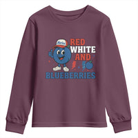 Red White and Blueberries Youth Sweatshirt Patriotic Fruit Cartoon Graphic - Wonder Print Shop