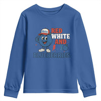 Red White and Blueberries Youth Sweatshirt Patriotic Fruit Cartoon Graphic - Wonder Print Shop