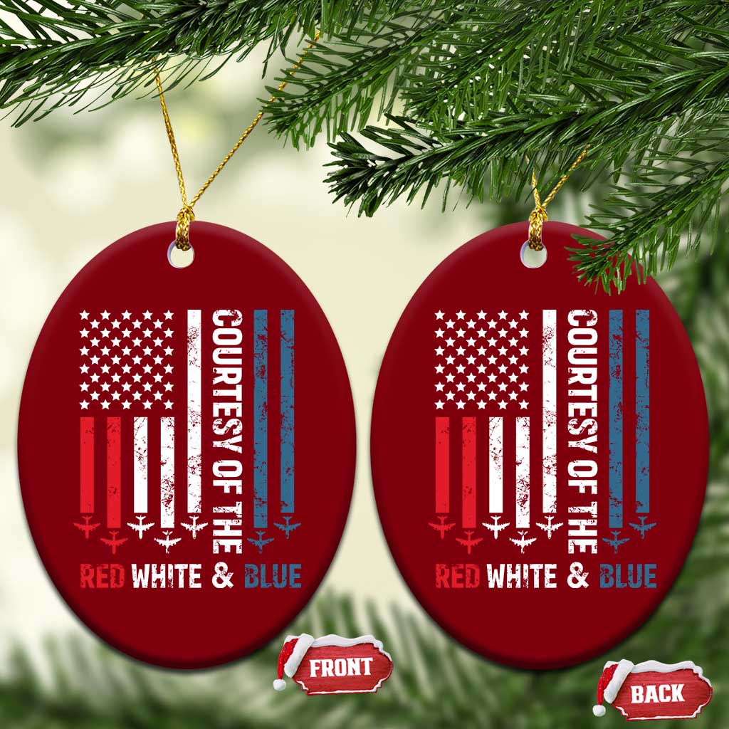 Courtesy of the Red White and Blue Ceramic Ornament US Military Patriotic American Flag - Wonder Print Shop