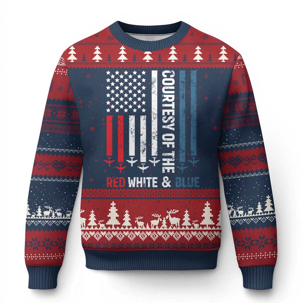 Courtesy of the Red White and Blue Ugly Christmas Sweater US Military Patriotic American Flag - Wonder Print Shop
