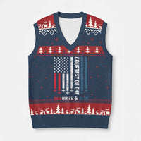 Courtesy of the Red White and Blue V-Neck Knit Sweater Vest US Military Patriotic American Flag - Wonder Print Shop