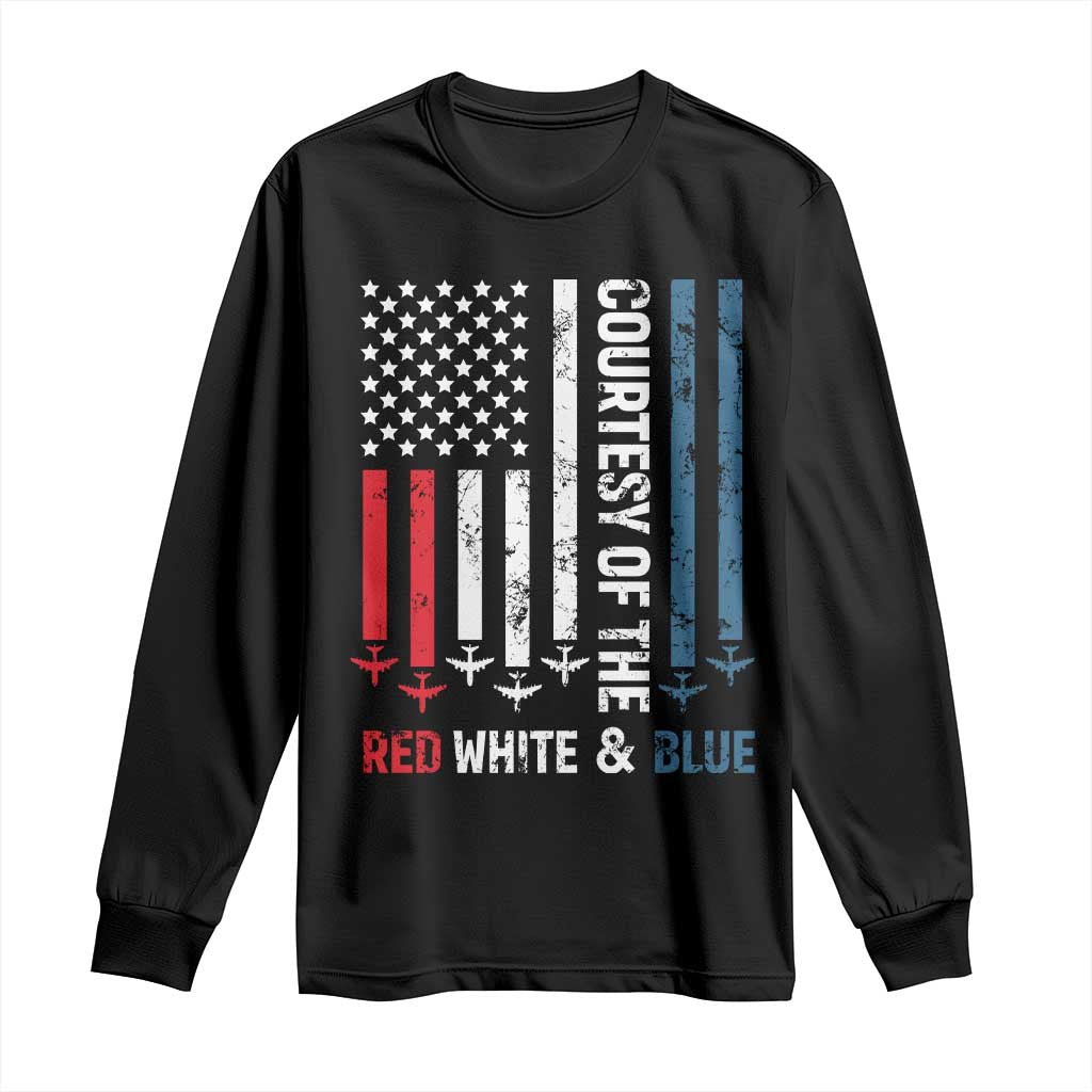 Courtesy of the Red White and Blue Long Sleeve Shirt US Military Patriotic American Flag - Wonder Print Shop