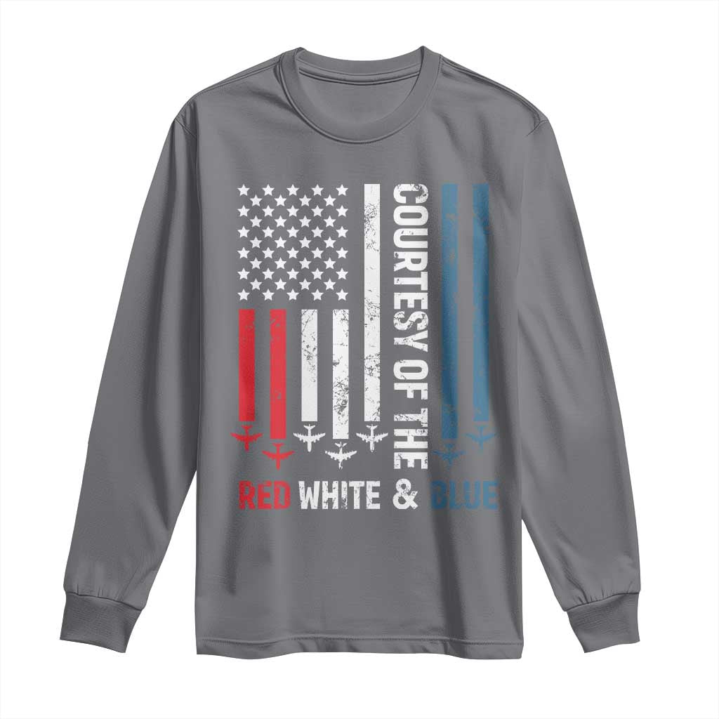 Courtesy of the Red White and Blue Long Sleeve Shirt US Military Patriotic American Flag - Wonder Print Shop