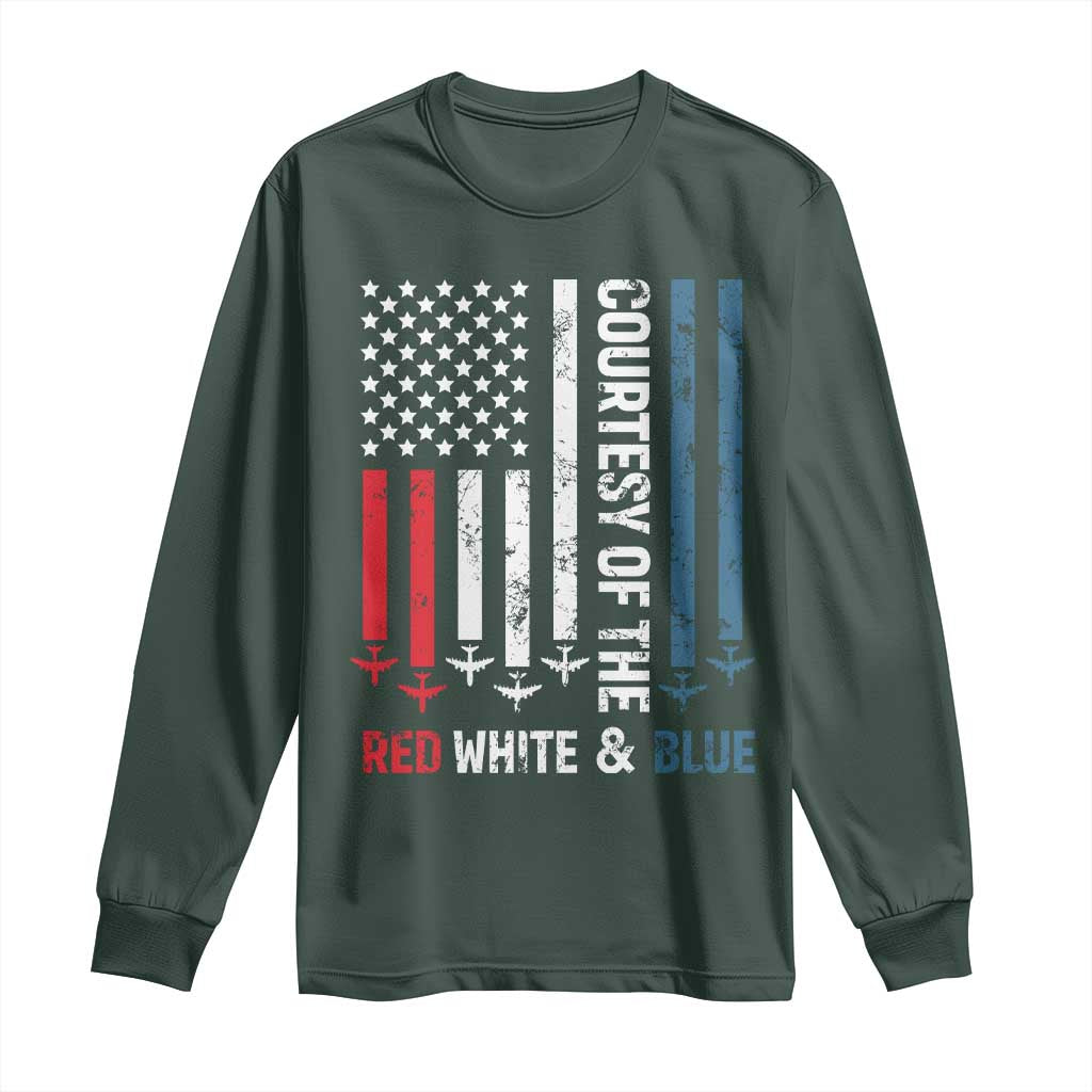 Courtesy of the Red White and Blue Long Sleeve Shirt US Military Patriotic American Flag - Wonder Print Shop