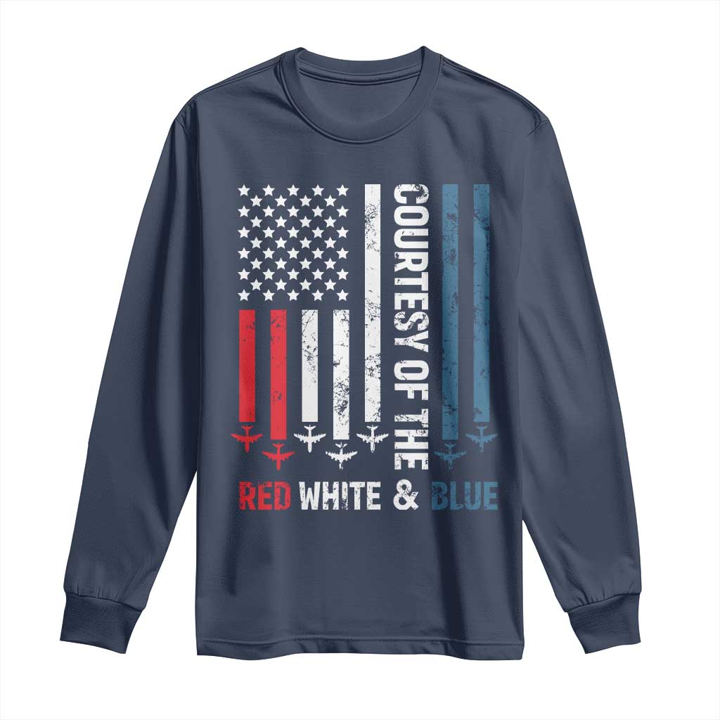Courtesy of the Red White and Blue Long Sleeve Shirt US Military Patriotic American Flag - Wonder Print Shop