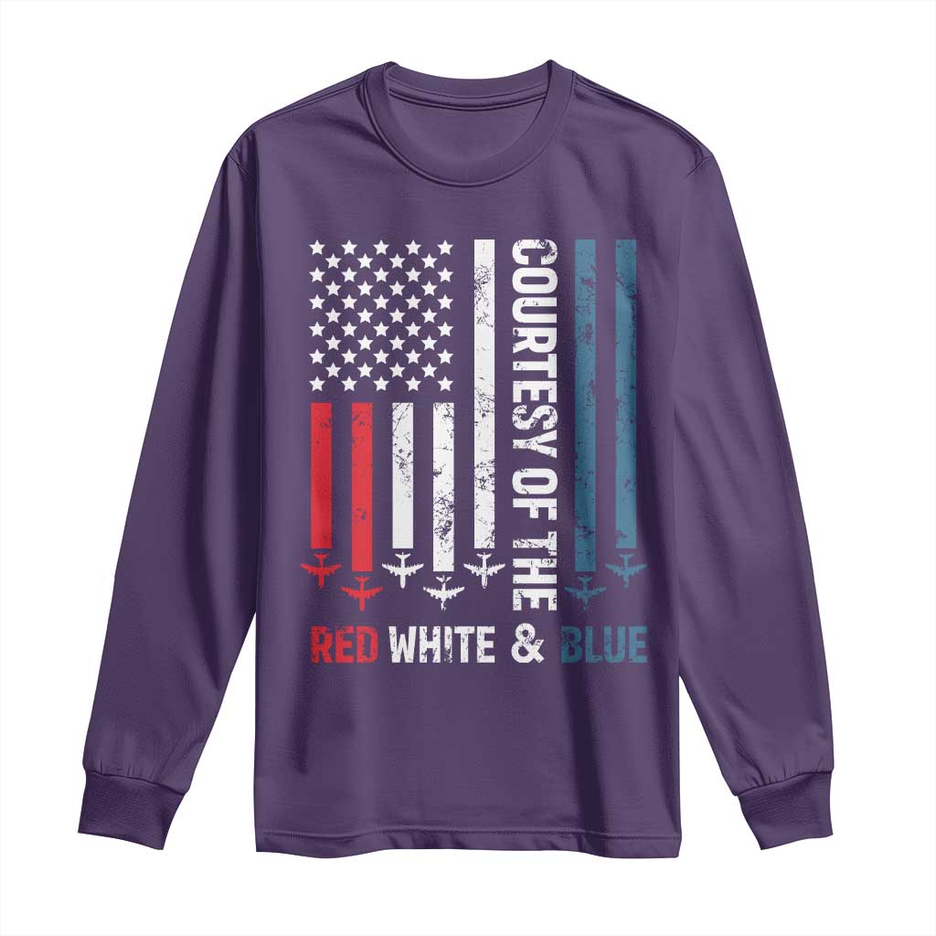 Courtesy of the Red White and Blue Long Sleeve Shirt US Military Patriotic American Flag - Wonder Print Shop