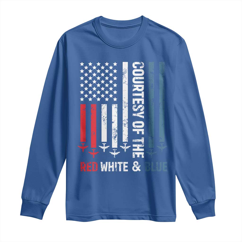 Courtesy of the Red White and Blue Long Sleeve Shirt US Military Patriotic American Flag - Wonder Print Shop