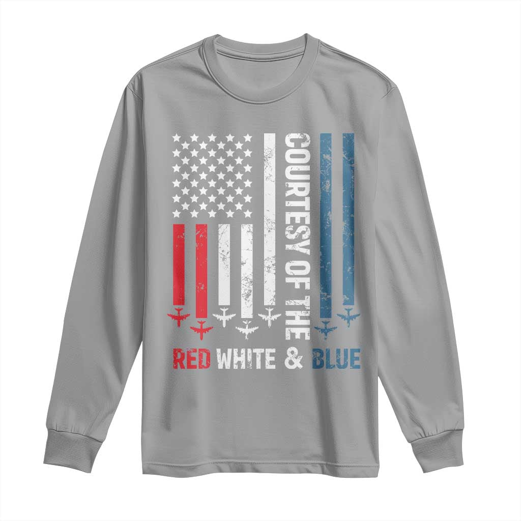 Courtesy of the Red White and Blue Long Sleeve Shirt US Military Patriotic American Flag - Wonder Print Shop